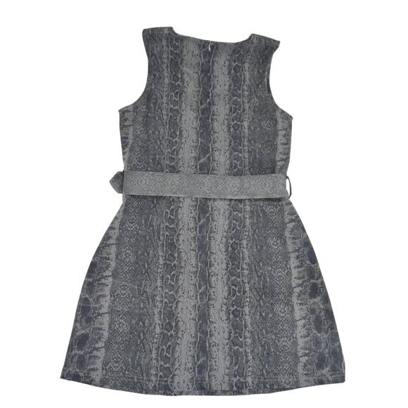 Judith March Gray Animal Print Sleeveless Belted Denim Sheath Dress Womens M - Picture 4 of 10